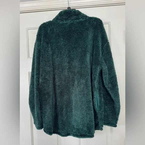 Maurices Forest Green Teddy Jacket with pockets and quarter zip XL NEW - Picture 2 of 3